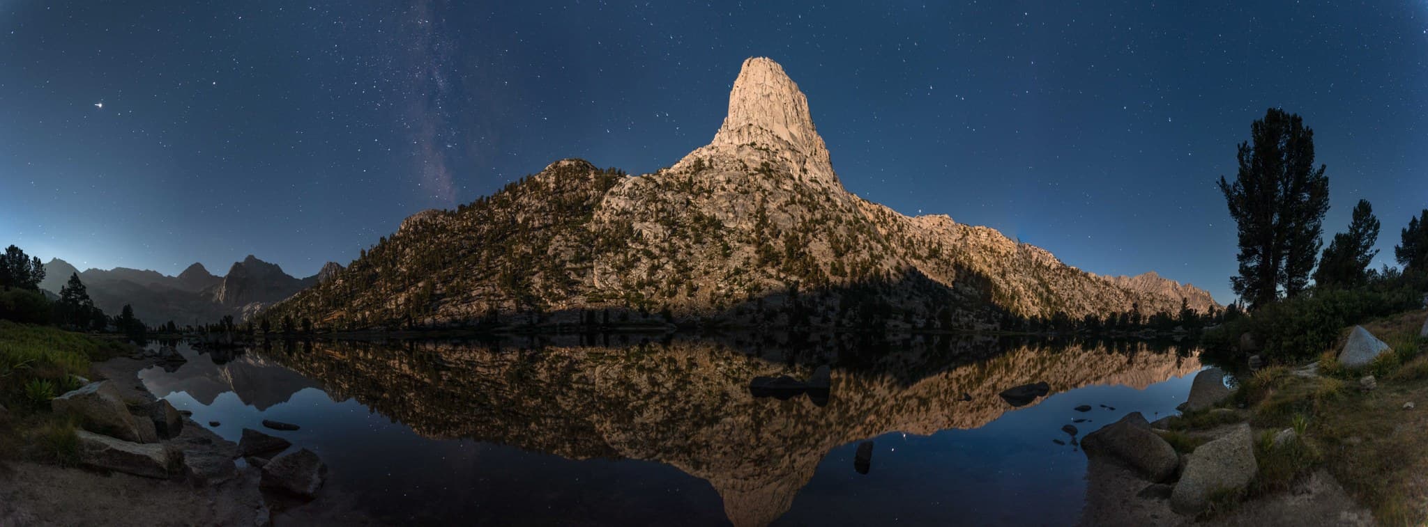 Moonrise over Fin Dome and Marie Lakes, Sequoia-Kings Canyon Wilderness