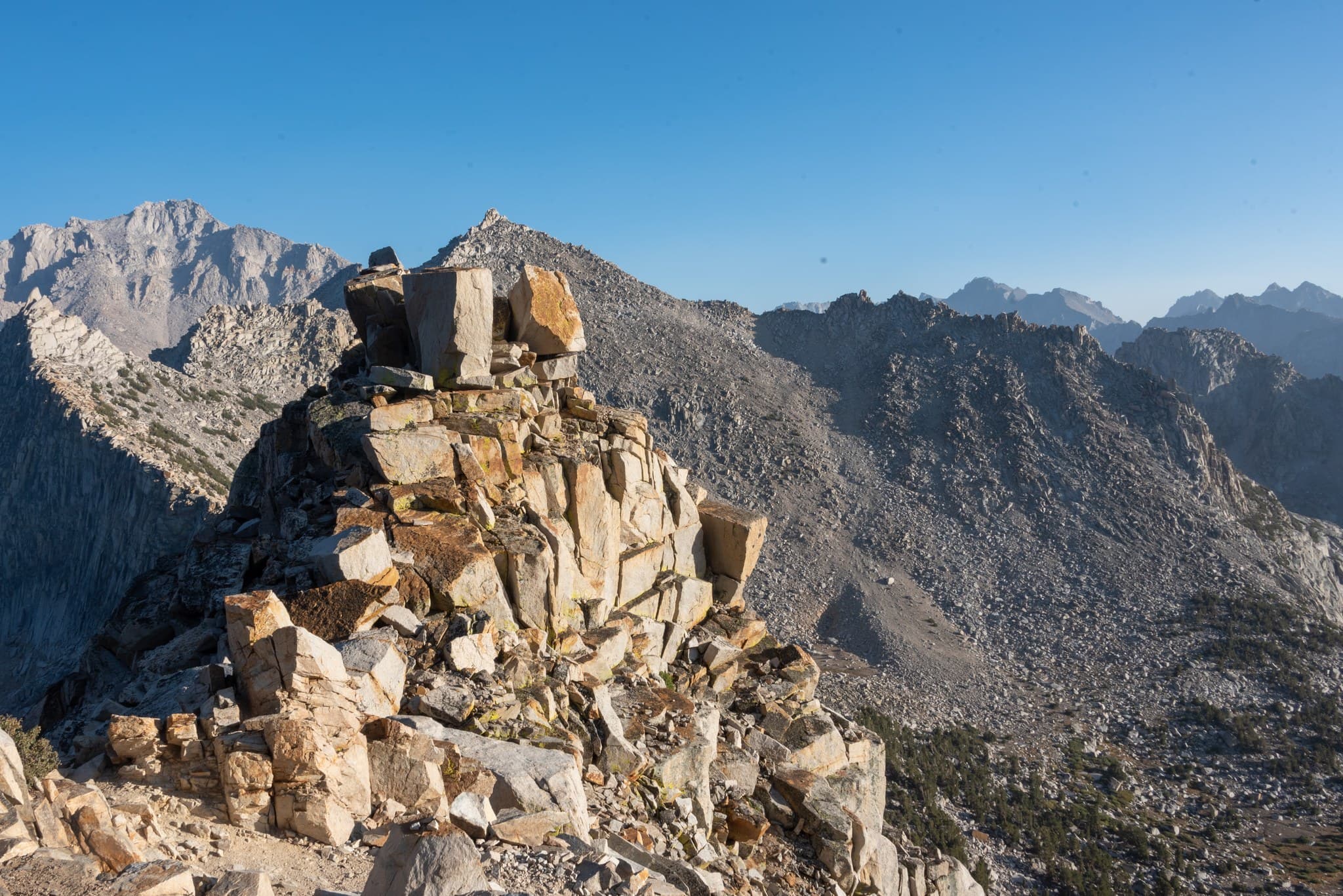 Evening light from the top of Kearsarge Pass
