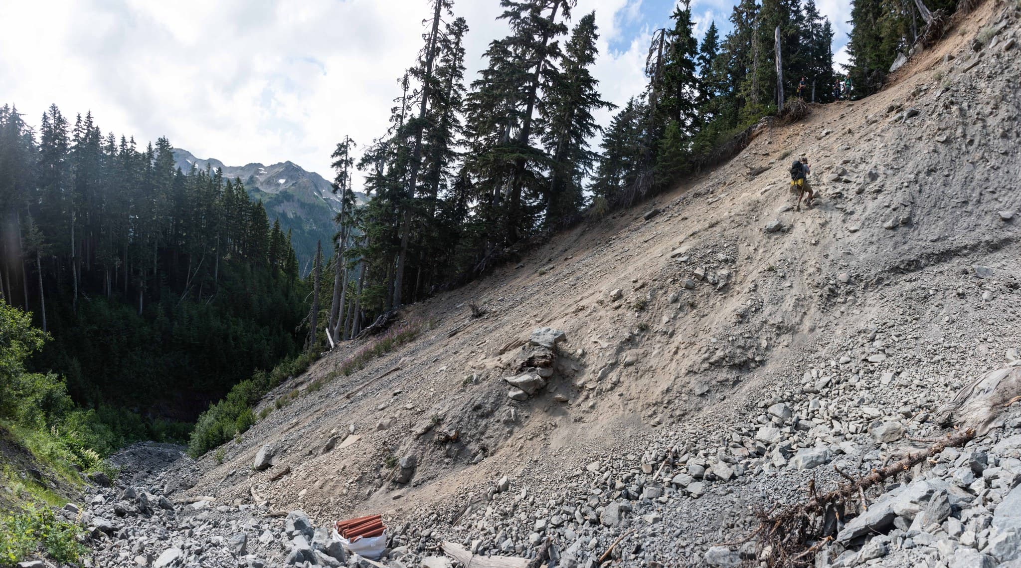 Rapelling down towards Glacier Meadows