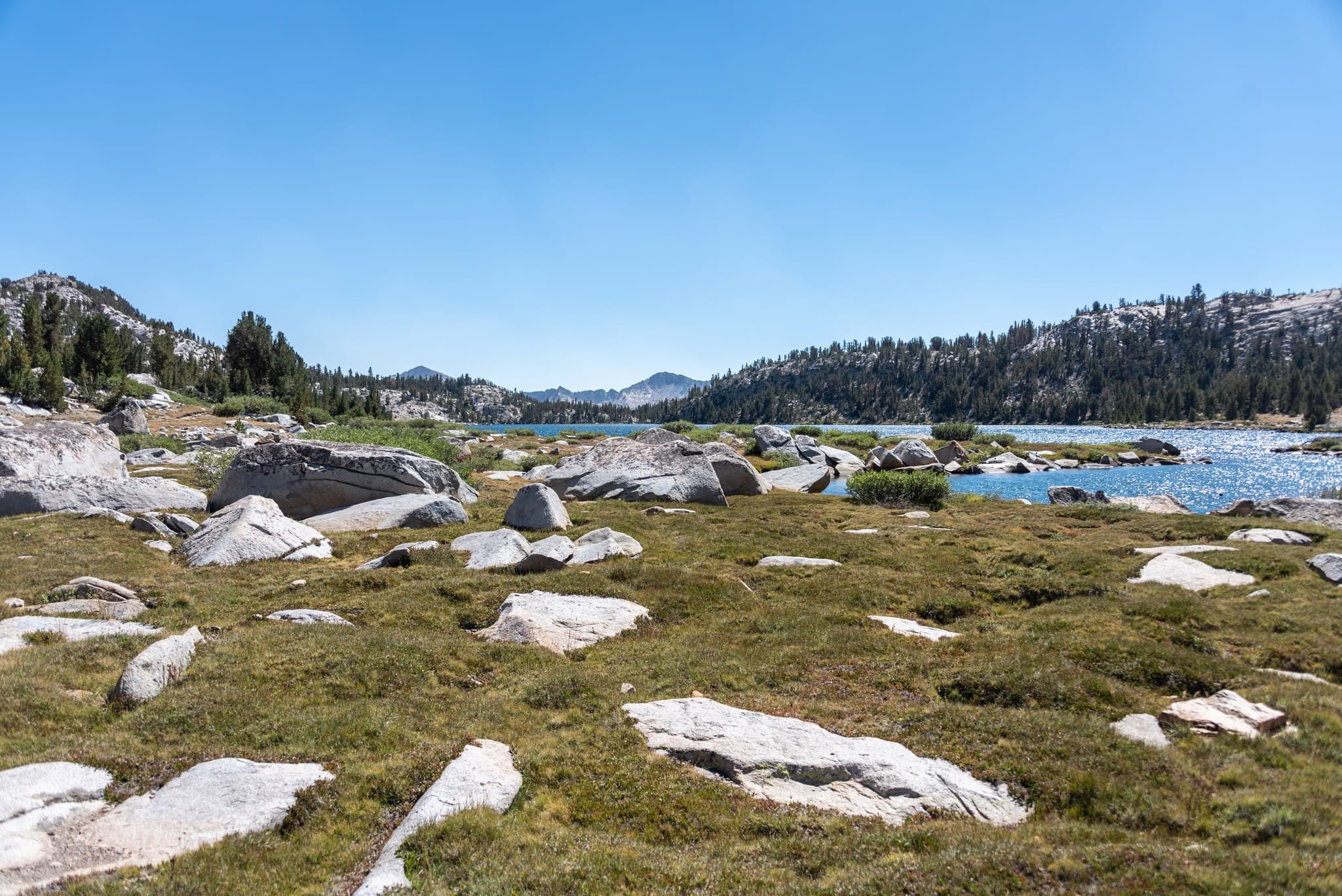 Boulderfield on the shores of Lower Virginia Lake at the base of the Sierra Crest, John Muir Wilderness