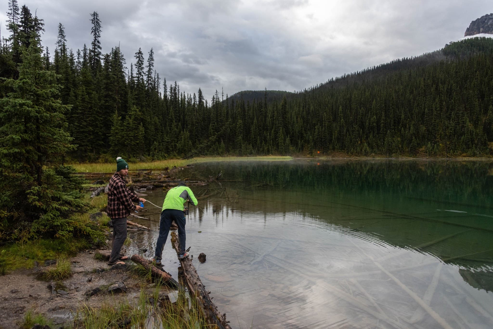 Filtering water on Luellen Lake