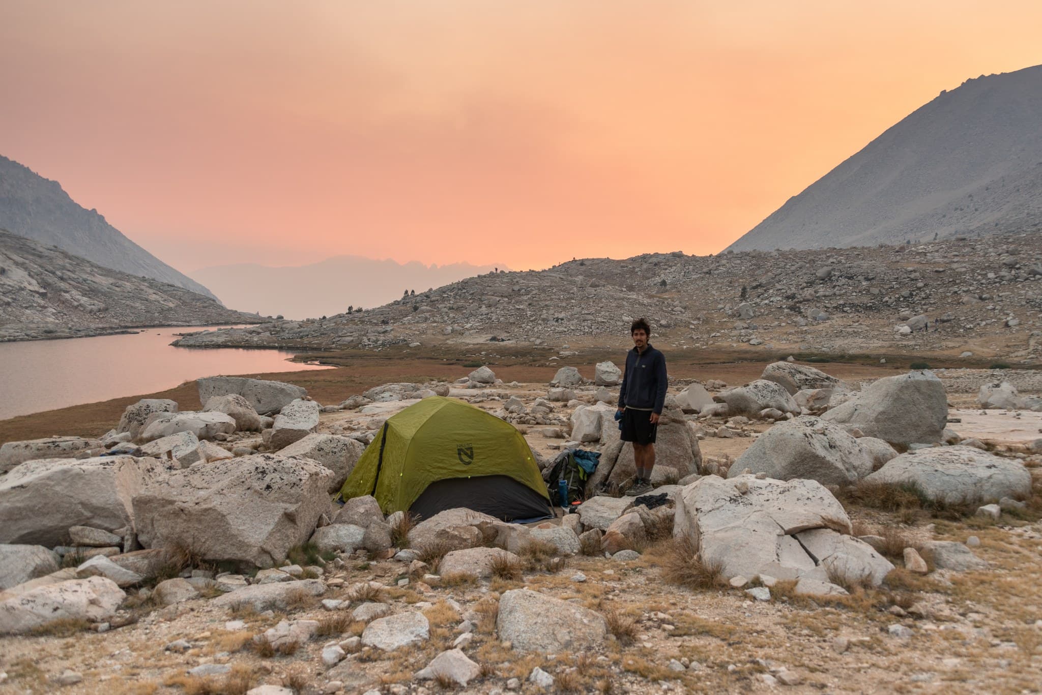 Settling into camp at Guitar Lake before summiting Mt. Whitney