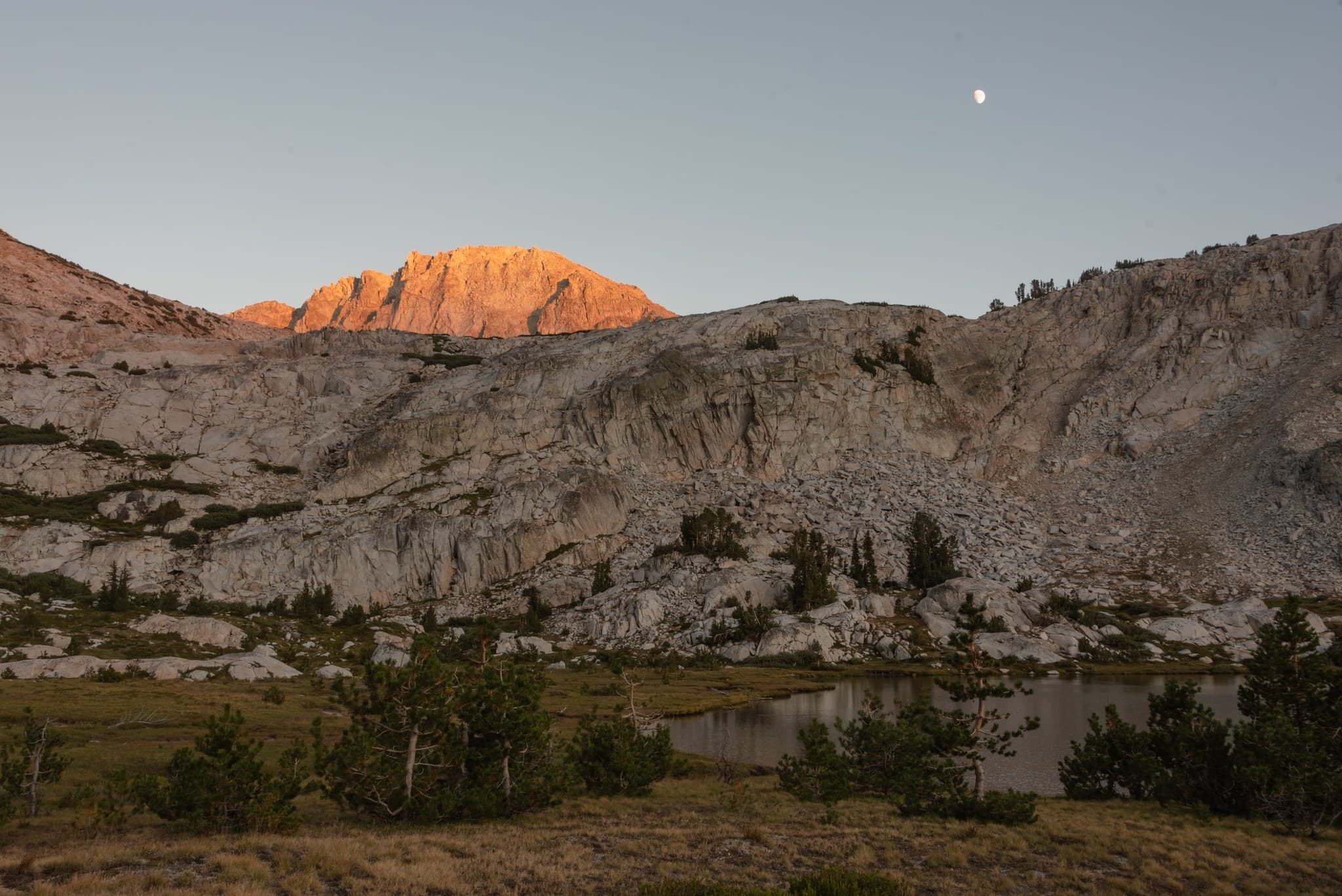 Alpenglow over Squaw Lake, John Muir Wilderness