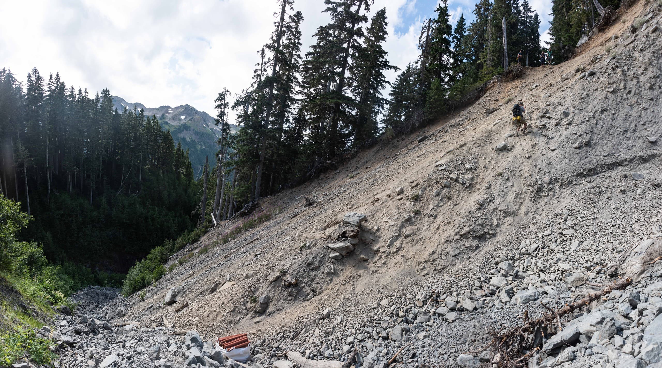 Rapelling down towards Glacier Meadows